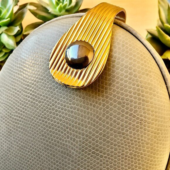 Elan Vintage Shoulder Handbag Hard Shell Faux Snakeskin DAMAGED - Picture 13 of 14